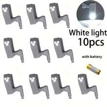 10/5 buc. Lumini LED pentru balamale de dulap cu senzor de mișcare, activate tactil, iluminare automată pentru dulapuri, instalare semi-încorporată, culoare alb cald, pentru bucătărie, dormitor, uși de dulap, sertare, dulapuri de vin și alte spații de depozitare (bateriile nu sunt incluse)