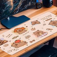 Capybara Cartoon Gaming Mouse Pad, Large XL Extended Keyboard Desk Mat, HD Print Beige Rubber Base, Non-Slip PC Mouse Mat, Desk Accessories For Home & Office - 90x40公分(35.4x15.7吋) - 查看 2