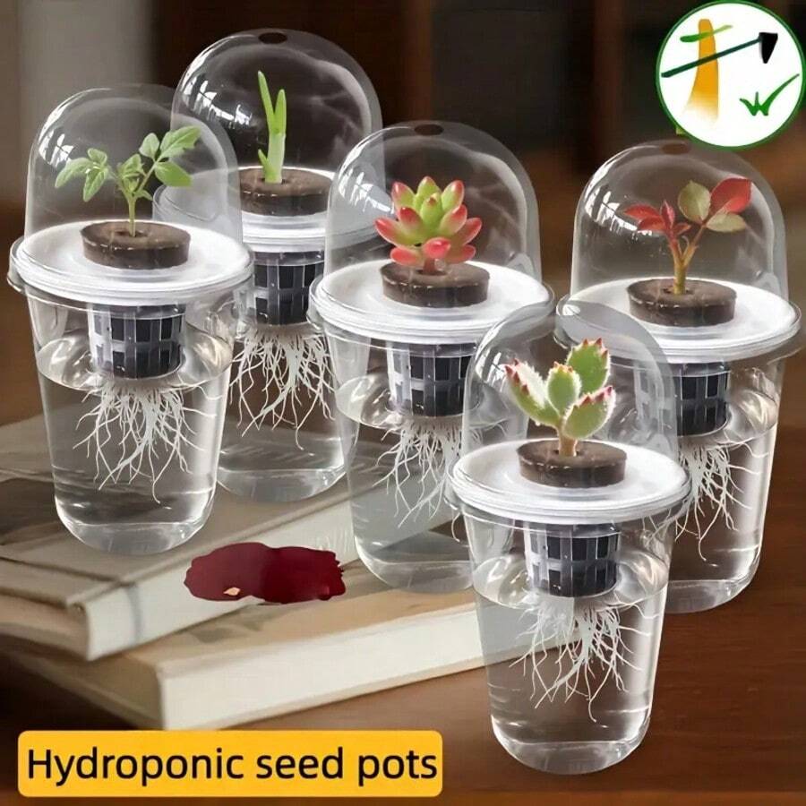 1/2 Set 5/10pcs Hydroponic Planter Pots, Plastic Transparent Cylinder - Hydroponic Planting Kit, High Transparency Closed Cultivation Hydroponic Cup, Transparent To Observe Root Growth, Small Holes Design For Ventilation - Transparent - View 1