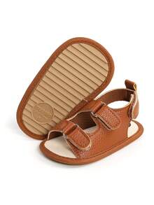 Infant Boys Girls Sandals Premium Infant Summer Outdoor Shoes PU Lightweight Soft Anti-Slip Sole Toddler Prewalker,0-3 6-12 12-18 Months - Brown - View 8