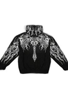 2025  Brand Sports Fitness Hoodie Men's Sweater High Street Autumn And Winter Men's Jacket For Friends, Husband, Boyfriend Gifts Christmas - hoa đen trắng - Xem 4