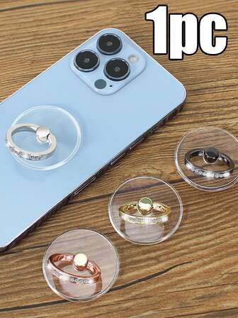 1 st. transparent telefonhållare med strass, självhäftande telefonställ, flerfärgad