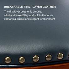 Cowhide Leather Bar Stools With Backrest, 360 Degree Swivel Bar Height Chair For Home Kitchen Counter, Modern Bar Stools - Blue + Seat Height 65cm - View 9