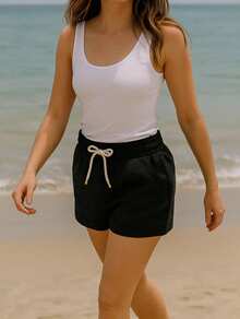 Striped Knot Cord Knitted Holiday Beach - Black - View 1