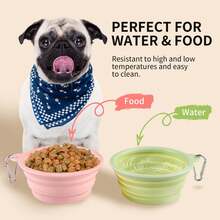 1PC Macaron Collapsible Dog Bowl - Portable Pet Travel Food & Water Dish For Hiking/Camping/Outdoor, Non-Slip Silicone Feeder With Carabiner, Easy-Clean Foldable Puppy Bowls - 顏色隨機(1件) - 查看 4