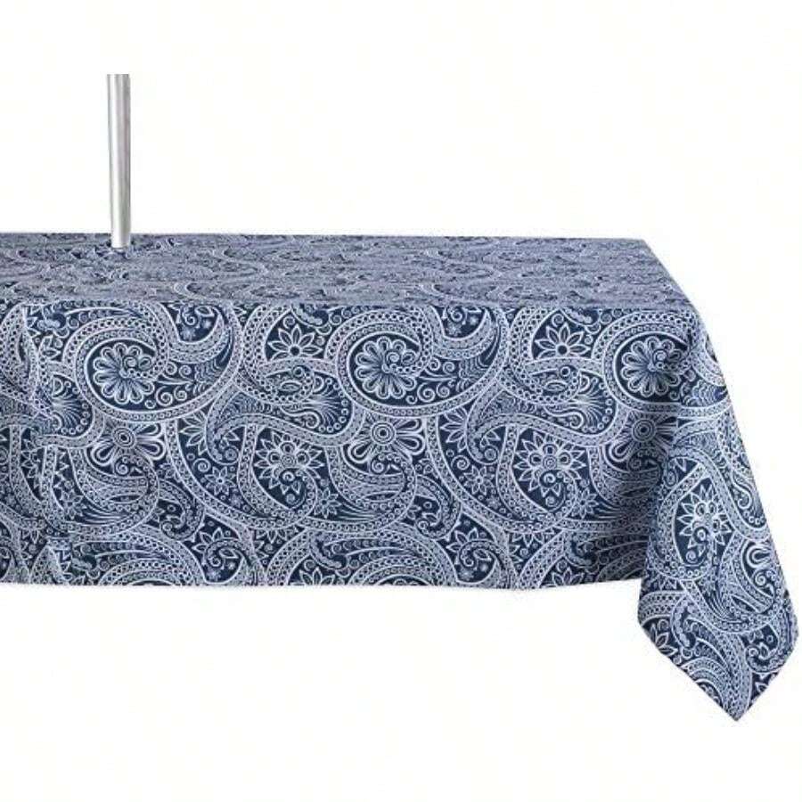DII Colección de Mesa para Exteriores, Resistente a Las Manchas y Agua, 60 x 84 Pulgadas con Cremallera, Cachemira Azul(213.4 x 152.4 cm (Rectangular)) - Multicolor - Ver 1