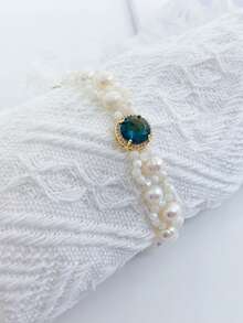 1条天然淡水巴洛克珍珠手链，不对称造型独特，优雅时尚，女士饰品 - 彩色 - 查看 11