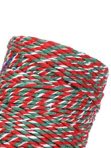 1 卷，聚乙烯麻绳 - 328 英尺/100 米三色（白色、红色、绿色）礼品包装带，2 毫米厚工艺绳，适用于节日派对礼品包装和装饰， - 彩色 - 查看 8