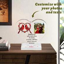 1pc Personalized Photo Memorial Plaque Gift, Customized Heart-Shaped Memorial Gift For Losing Mom, Dad, Family, Customized Birthday Gift, Wedding Gift, Commemorative Gift - Multicolor - View 5