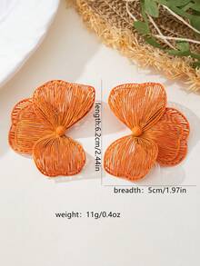 1 Pair Elegant High-End Metallic Hollow Textured Enamel Black, White, Orange, Red Flower Pendant Earrings, Suitable For Women's Daily, Party, Vacation Outfits - Flowers - View 8