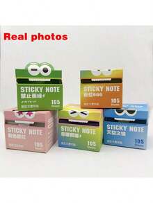 105张透明珠光便签纸 - 渐变色卡通眼睛设计，书写表面光滑，粘性强，适用于家庭、办公室、学校收纳整理，可用作装饰文具、记事本、学习辅助工具，图案有趣，采用优质纸张，有助于工作空间整理，是创意人士的理想之选。 - 珠光 - 查看 5