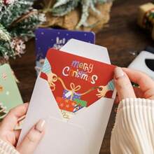 Christmas Square 3D Greeting Card, Creative Thank You Blessing Message, Foil Stamping, With Envelope & Christmas Scene Inside - Multicolor - View 3