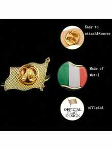 2枚世界国旗胸针，波浪形树脂旗帜徽章，合金奖章胸针，合金和树脂材质，适用于节日、庆典、日常装饰、西装胸针