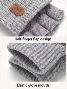 Winter Knitted Thermal Half-Finger Gloves With Flip-Up Convertible Mittens Unisex Snap Fastening Gloves Winter Thermal Touchscreen-Compatible Half-Finger Gloves Suitable For Cycling Hiking And Winter Outdoor Activities Women's Fingerless Gloves Fitness Gloves Fitness Accessories Cycling Accessories - Multicolor - View 4