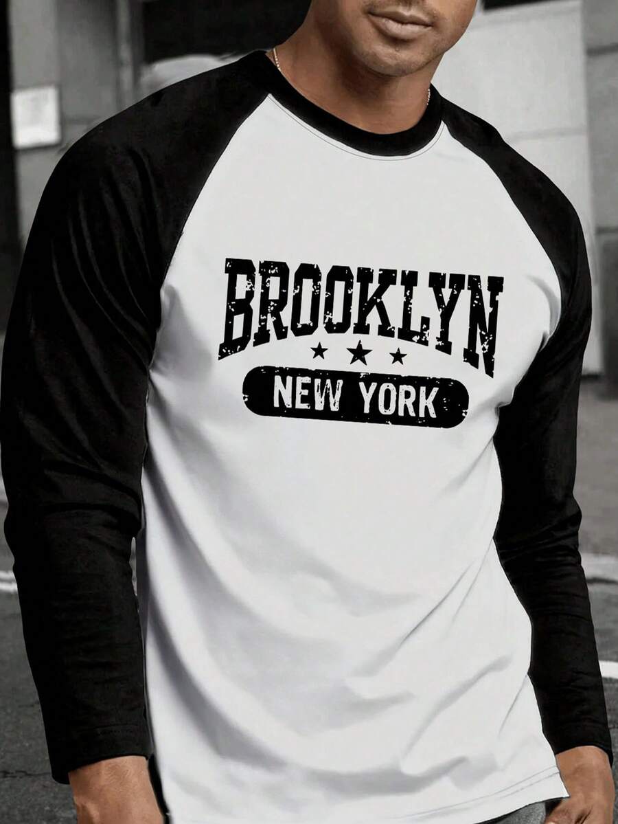 Plus Size Men's Crew Neck Long Sleeve T-Shirt - White - View 1