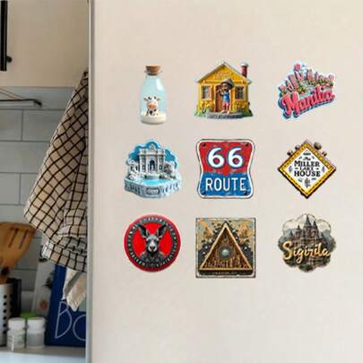 9 piezas de imanes acrílicos multifuncionales, incluye estilos vintage de Estados Unidos, Australia y Japón, aptos para refrigeradores y lavavajillas, mejoran el ambiente del hogar
