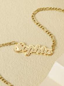 1pc Custom Double Plated Name Necklace , Elegant Custom Matte Name Necklace, Stainless Steel Jewelry, Perfect Ladies Gift, Stylish Shiny Name Pendant, Suitable For Wedding Bridesmaid Gifts, Birthday, Anniversary, Christmas, Halloween Gifts - Multicolor - View 6