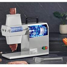 Ablandador de carne comercial, herramienta de cocina de acero inoxidable resistente con mango, pinza para carne y cepillo de limpieza, máquina ablandadora de carne eléctrica de 450 W para carne de res, pavo, pollo, cerdo y pescado - Plateado - Ver 9