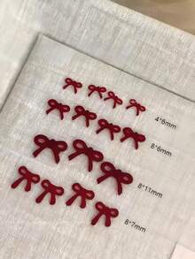 50个酒红色蝴蝶结美甲装饰品，迷你蝴蝶结，适用于圣诞节、新年、婚礼、美甲饰品、美甲用品 - 酒紅色 - 查看 6