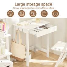 SoBuy FWT43-N، مكتب كمبيوتر محطة عمل مكتب كتابة للأطفال والمراهقين، عرض 60 سم * عمق 40 سم * ارتفاع 77 سم - أبيض - مشاهدة 11