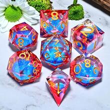 Dados poliédricos de resina para juegos de rol (7 piezas) - Dados para juegos de mesa/de escritorio y regalos de cumpleaños y festividades - Multicolor - Ver 5