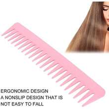 Peine de Dientes Anchos, Cabello Grande Redondeado, Peine Desenredante sin Mango para Cabello Rizado, Cabello Húmedo y Seco ()(Rosa) - Multicolor - Ver 3