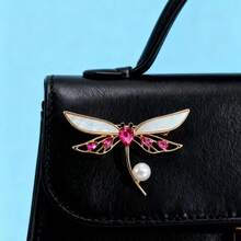 1pc Minimalist Fashionable Niche High-End Retro Pink Dragonfly Brooch Pin, Decorative For Daily Wear