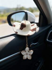 1 pièce Pendentif intérieur de voiture en jean avec fleur dorée, décoration de suspension de voiture, accessoires de décoration intérieure de voiture - Taille Unique - Voir 3