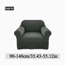 XM-Mirelitho 1PC Lightweight Sofa Slipcover Stretch Milk Silk Breathable Cool ForSummer Anti-Dirty And Non-Slip Solid Color Sofa Cover Suitable For 1/2/3/4 Seat Home/Living Room Decoration All-Inclusive Sofa Protective Cover - 深灰色 - 查看 12