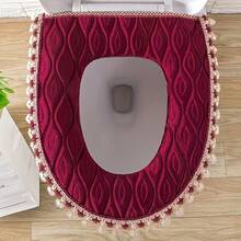 2pcs/Set Thickened Toilet Seat Cover, Universal Toilet Seat Cushion, All Season Use, Wedding Toilet Seat Cover, Universal Seat Cover, Red Wedding Toilet Seat Cover For Ramadan - Multicolor - View 6