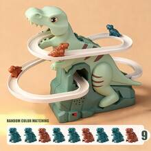 Dinosaur Climbing Slide Musical Stairs Toy, Educational Stress Relief Electric Dinosaur Track Toy Car, Birthday & Holiday Gift For Boys And Girls - Green - View 12