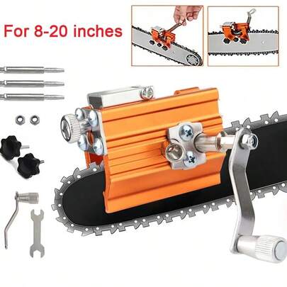 Chainsaw Sharpener, Portable Hand Crank Chain Sharpening Jig Kit With Sharpening Rods, Home Chain Saw Blade Sharpener Tool
