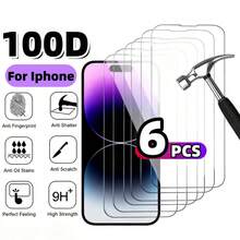 Bộ 6 miếng dán màn hình cường lực chống sốc, tương thích với iPhone 17/17 Air/17 Pro/17 Pro Max, 15/15 Plus/15 Pro/15 Pro Max, 14, 13, 12, 11, XR, XS, X, 7, 8, chống nổ, chống trầy xước, chống nước, phim bảo vệ màn hình điện thoại bằng kính cường lực. - Trong suốt - 6 CÁI - Xem 30