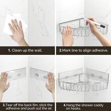 Corner Shower Shelf, 3 Pieces – SUS304 Stainless Steel, Rustproof, Self-Adhesive, No Drilling Required, Practical Shower Shelf & Shower Baskets For Bathrooms - Bạc - Xem 5