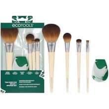 EcoTools Core Five Makeup Brush and Sponge Kit, For Eyeshadow, Blush, Bronzer, Eyeliner, & Foundation, Makeup Blending Sponge For Liquid & Cream Products, Essential Brushes, 5 Piece Set(default) - Multicolor - Ver 2