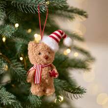 Adornos de peluche para árbol de Navidad, pequeños osos, lindas decoraciones colgantes para el hogar - Amarillo - Ver 5