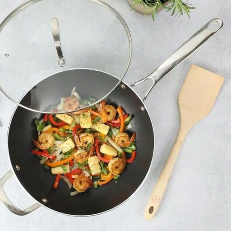 - Cuchara de acero inoxidable con mango largo de silicona de 34,3 cm(Bainford 14" Wood Turner Bainford - espátula de madera de 14 pulgadas) - Multicolor - Añade 2