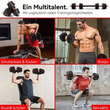 ALLINLIFE Conjunto De Mancuernas Y Barra Ajustables Para Hombres, Peso - 10kg 15kg 30kg 40kg 50kg, Incluye Barra Y Rueda Para Abdominales, Con Barra Y Barra De Extensión - Equipo Deportivo, - 10公斤 - 查看 3
