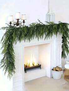 2pcs Lifelike Artificial Pine Branch Garland - Perfect For Staircase & Indoor/Outdoor Christmas Mantle Decor Home Decor Christmas Decorations Room Decor Winter,Artificial Rattan Christmas Decoration, Pine Needle Wreath, Soft Rubber Touch, Christmas Rattan Artificial Green Plant Home Decoration - Multicolor - View 2