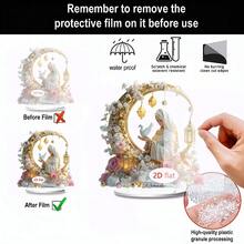 2D Acrylic Ornament For Ramadan, Gold Powder Starry Moon Lamp Shape, Home Living Room Holiday Decoration, Family Eid Al Fitr Celebration, Religious Activity Decoration, Holiday Gifts - Multicolor-decorations - View 6