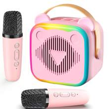 Mini Karaoke Machine, Suitable For Teens And Adults, Portable Bluetooth Speaker With 2 Wireless Microphones, Voice Effects And LED Lights, Fun Gift For Home Parties, Birthdays, Christmas