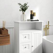 Bathroom Freestanding Storage Cabinet With 3 Drawers And 1 Door - White