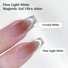 FOUR LILY 10ml 流光白磁性凝胶指甲油闪亮猫眼美甲凝胶可卸UV LED指甲油半永久美甲凝胶 - 白色 - 查看 6