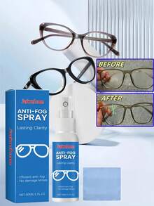 Eyeglasses Anti-Fog Cleaning Spray, Keeps Vision Clear, Cleans Lenses (Random New Or Old Style Shipped). Lens Cleaning Spray Kit, Includes Cleaning Bottle, Microfiber Cloth, Alcohol-Free Lens Cleaner, Also Suitable For Screen And Camera Cleaning.