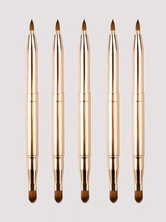 RANCAI 2/5 piezas Cepillo de cejas de doble extremo retráctil con ángulo, aplicador para dar forma y rellenar las cejas, cepillo de labios y peine para cejas o pestañas, en color negro y dorado