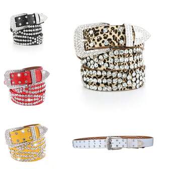 New Fully Rhinestone Decorated Unisex Belt, Fashion Denim Jeans Belt With Buckle, Rhinestone Waist Belt