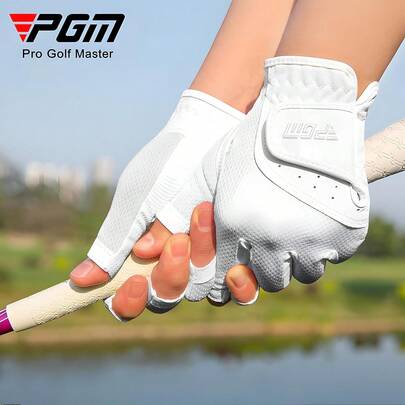 1 par de guantes de golf para mujer, diseño de dedos abiertos, tela de malla transpirable, sistema de agarre mejorado