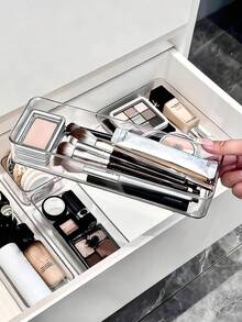 1/4/5/6/7件套抽屉收纳盒，桌面收纳盒，4种尺寸可选，化妆品收纳盒，透明亚克力分类收纳盒，卧室、办公室、浴室抽屉隔板自由组合收纳整理盒，多功能收纳盒，适用于分类存放化妆品和护肤品、文具、办公用品、梳妆台收纳盒、校园用品收纳 - 無色 - 查看 8
