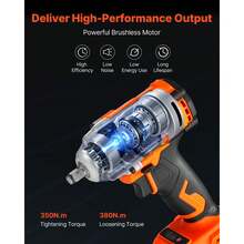 Cordless Impact Wrench, 280 Ft-Lbs / 380 N.M High Torque, 3/8 Inch, 20V Electric Impact Wrench With Brushless Motor, 4Ah Battery, Charger, 5 Sockets And Belt Clip, For Car Tire Truck DIY - 3/8 Inch 1*4Ah - View 2