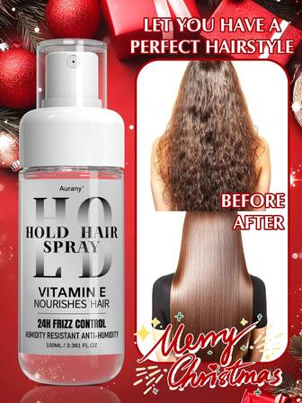 AURANY Hold Hair Spray - Ideal Gifts For Christmas And Halloween, Anti - Frizz Hair Spray For 24H Frizz Control, Deep Hair Moisturizing & Humidity Non - Greasy, Easily Absorbed Texture With A Pleasant Lingering Fragrance , Perfect For Styling All Hair Types (Short, Long, Straight, Curly) In Daily Routines - 100ML